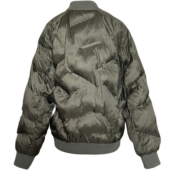 Zara Diamond Quilted Puffer Bomber Jacket Unisex Size 13-14 Green NEW - Picture 3 of 7